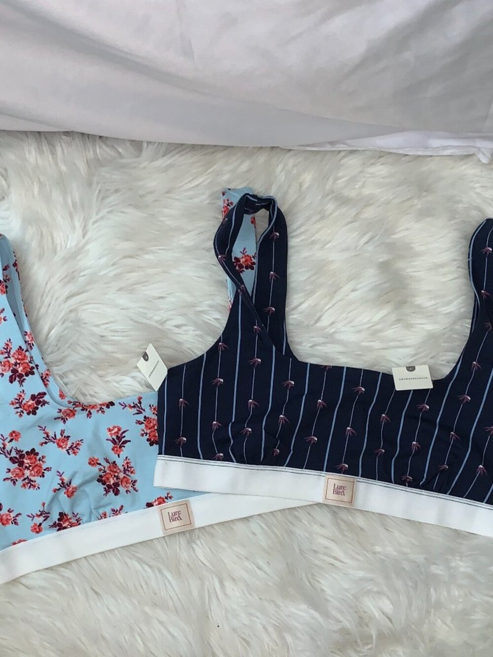 ANTHROPOLOGIE X LYREBIRD CottonCloud Printed Scoop-Neck Bra Set of 2 Sz LARGE